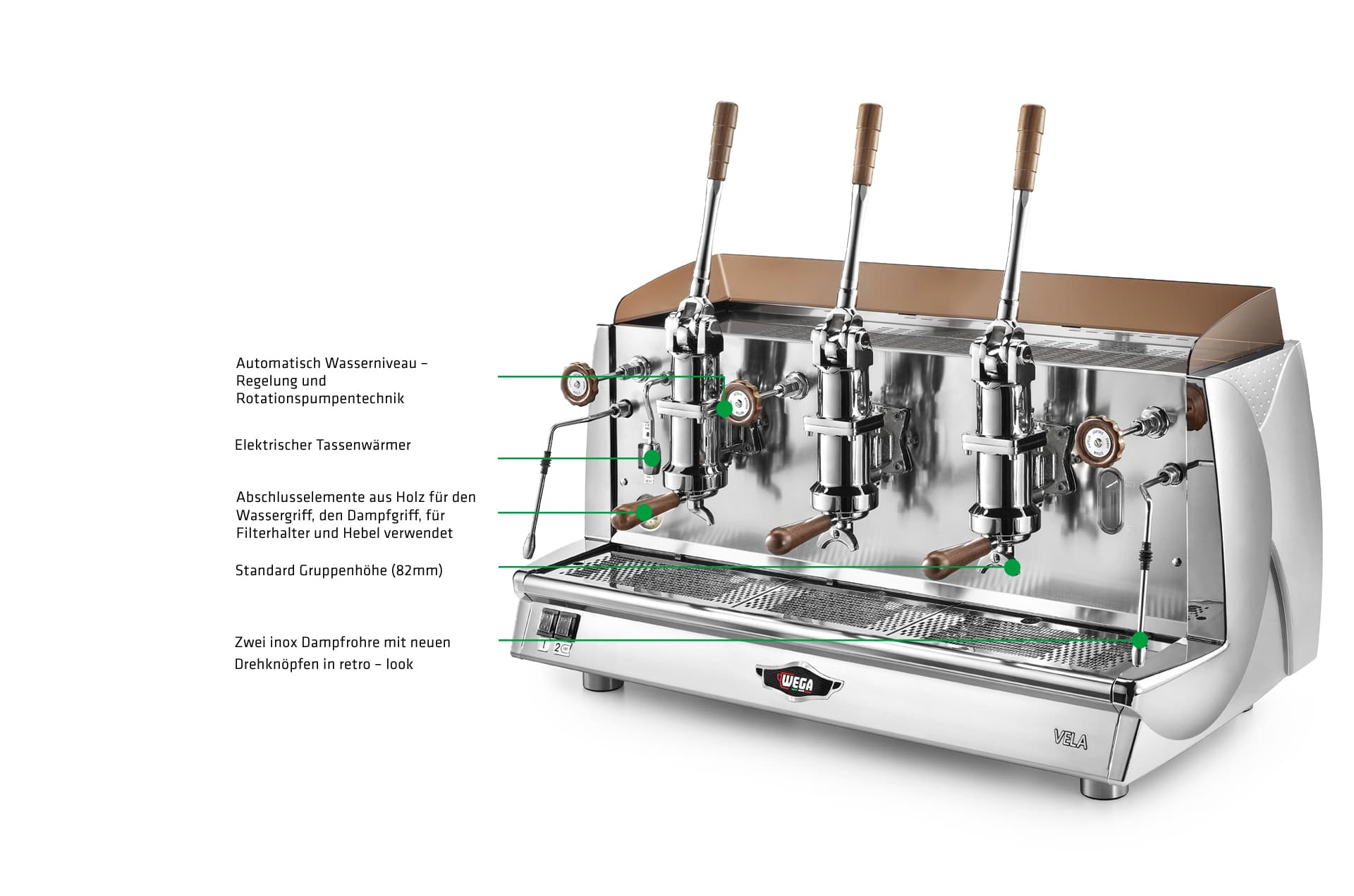 Wega Vintage Siebträger Espressomaschine – Retro Design Gastro-Kaffeemaschine