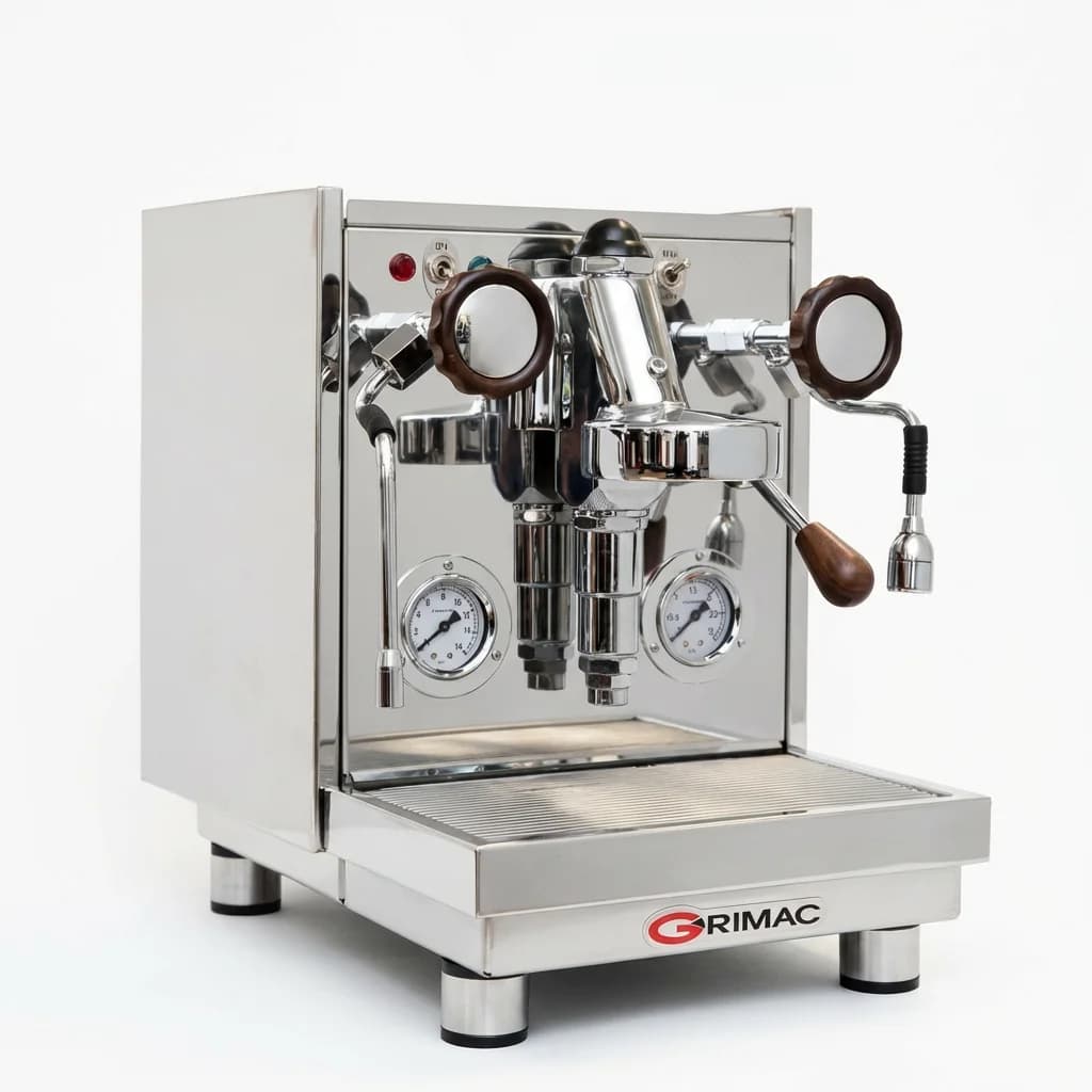 Grimac Volante Espressomaschine Detailansicht – Brühgruppe und Dampflanze
